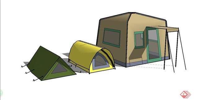 现代户外帐篷设计SU模型(1)