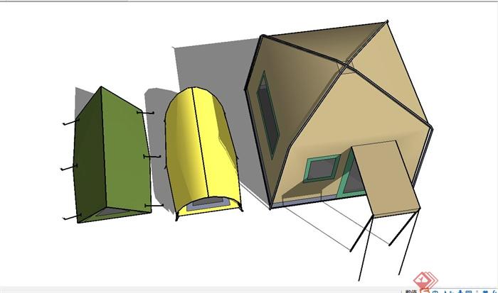 现代户外帐篷设计SU模型(3)