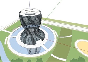 现代风格创意行政中心建筑设计SU(草图大师)模型