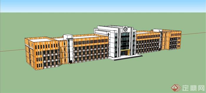 精緻現代風格小學教學樓建築設計su模型[原創]