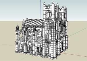 某精致欧式风格大教堂建筑设计SU(草图大师)模型