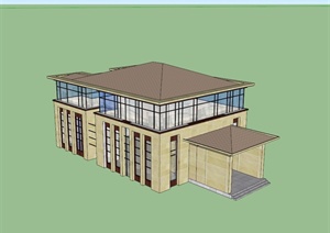 某新古典风格办公建筑楼设计SU(草图大师)模型