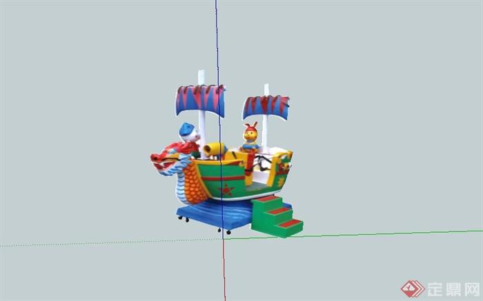 儿童器材组建小船贴图SU模型(1)