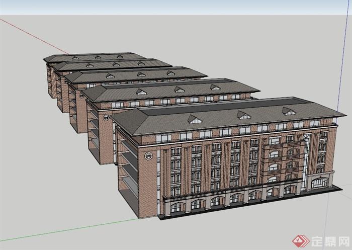 某简欧风格学校建筑楼设计su模型(2)