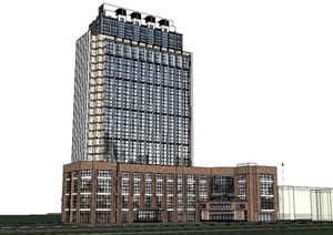 某精致新古典风格高层办公楼建筑设计SU(草图大师)模型