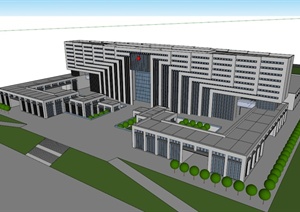 现代风格多层行政办公楼设计SU(草图大师)模型