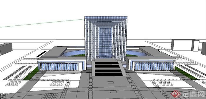 兰州某现代风格政府行政中心建筑设计SU模型含JPG效果图(8)
