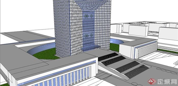 兰州某现代风格政府行政中心建筑设计SU模型含JPG效果图(10)
