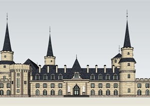 某欧式精致城堡古建设计SU(草图大师)模型