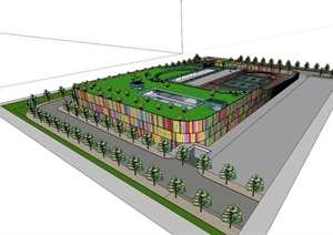 现代风格学校体育场馆建筑楼设计SU(草图大师)模型