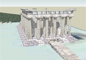 欧式风格旅游景区雅典娜神殿建筑设计SU(草图大师)模型