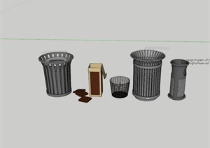 五个垃圾箱设计SU(草图大师)模型
