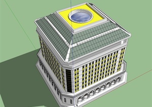 某现代中式风格太阳能办公大厦设计SU(草图大师)模型