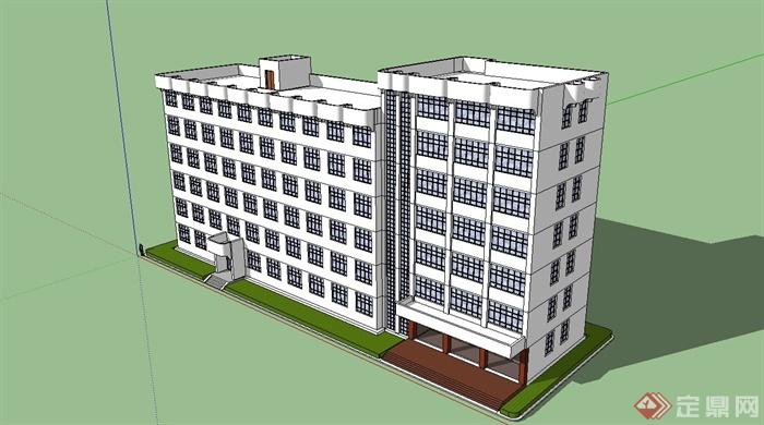 贵州省某现代风格公安厅通讯大楼建筑设计SU模型(1)