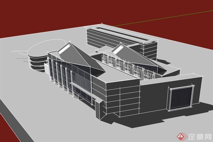 某现代风格多层城建办公楼设计su模型(1)