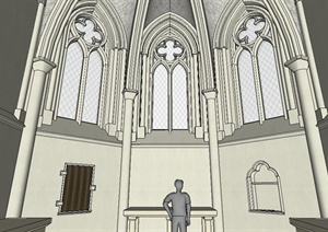 欧式风格教堂室内设计SU(草图大师)模型