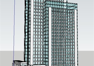 现代矩形高层办公楼建筑设计SU(草图大师)模型