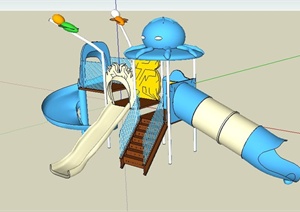 简约组合滑梯游乐设施SU(草图大师)模型