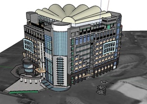 某现代创意科技大学人文大楼建筑设计SU(草图大师)模型
