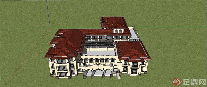 精致欧式风格幼儿园建筑设计SU模型(5)