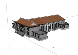 某古典中式风格军部大礼堂建筑楼设计SU(草图大师)模型