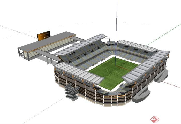 现代风格足球运动场馆建筑设计su模型(3)
