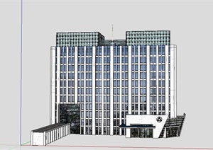 某现代风格行政办公大楼建筑设计SU(草图大师)模型