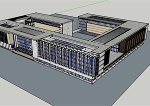 现代风格综合楼建筑SU(草图大师)模型设计