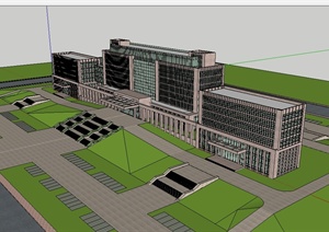 某现代风格行政中心办公楼设计SU(草图大师)模型