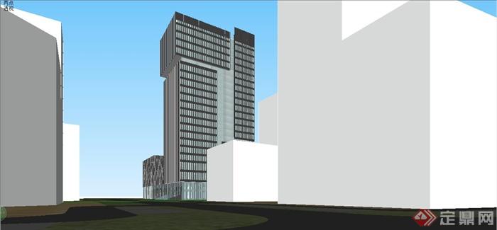 某现代风格高层商业办公楼建筑设计SU模型(5)