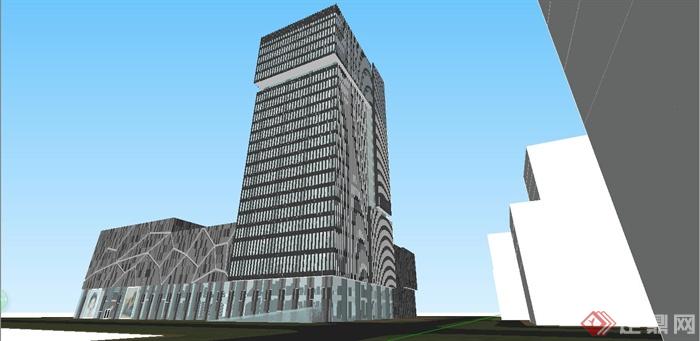 某现代风格高层商业办公楼建筑设计SU模型(7)