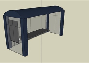 某简易现代风格公交站台设计SU(草图大师)模型
