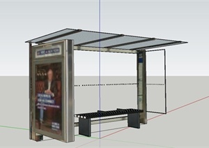 某现代风格公交车站台设计SU(草图大师)模型