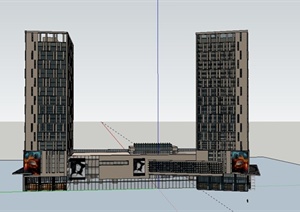 某现代商业办公建筑大楼设计SU(草图大师)模型