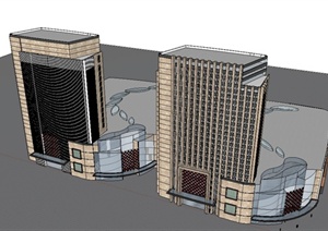 某新古典风格办公大楼建筑设计SU(草图大师)模型