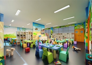 某现代风格幼儿园教室设计3d模型