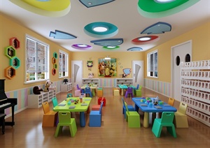 现代风格室内幼儿园空间设计3d模型