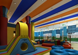 某现代风格室内儿童游乐空间设计3d模型