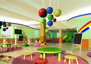 某现代风格儿童游乐教室设计3d模型