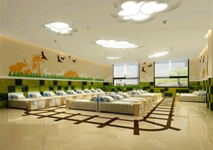 现代风幼儿园休息室室内设计3dmax模型