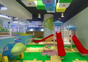 某现代风格儿童游乐文化教育空间设计3d模型