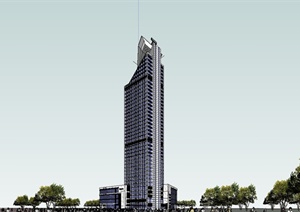 现代风格高层酒店大厦楼建筑设计SU(草图大师)模型