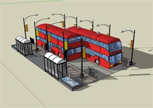 某公交车站详细设计SU(草图大师)模型