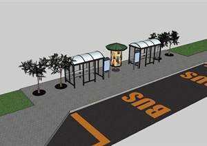 某现代风格公交车站详细设计SU(草图大师)模型