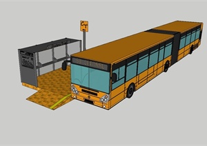 现代风格公交车站独特设计SU(草图大师)模型