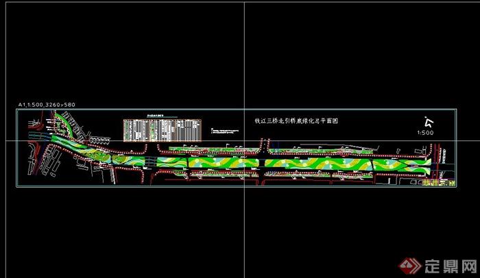 杭州钱江三桥桥底绿化设计CAD全套施工图含3DMAX(5)