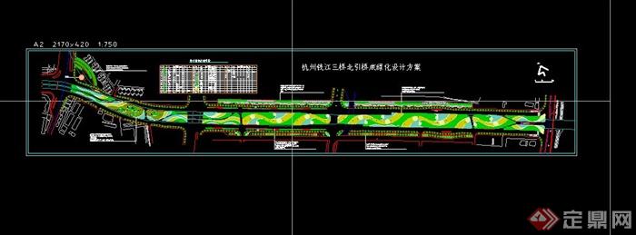 杭州钱江三桥桥底绿化设计CAD全套施工图含3DMAX(6)
