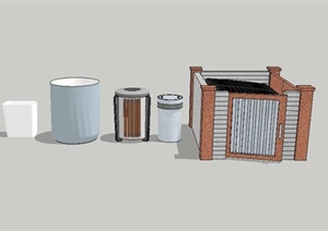 垃圾桶和垃圾箱设计SU(草图大师)模型