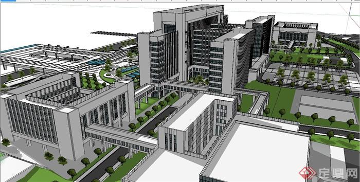 某现代风格政府行政办公楼建筑设计SU模型(1)