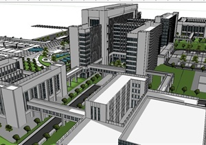 某现代风格政府行政办公楼建筑设计SU(草图大师)模型